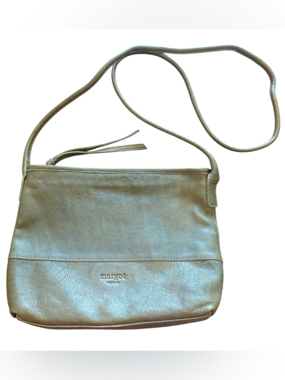 margot Olive Green Leather Crossbody Bag Zip Card Holder Zip Interior
